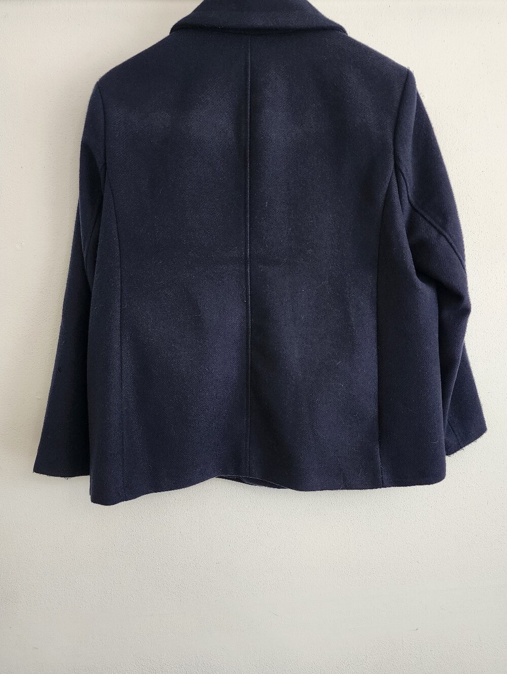 Classic Navy Blue Peacoat Double Breasted Tailored Jacket Wool Blend XL 16 18 - Picture 7 of 11